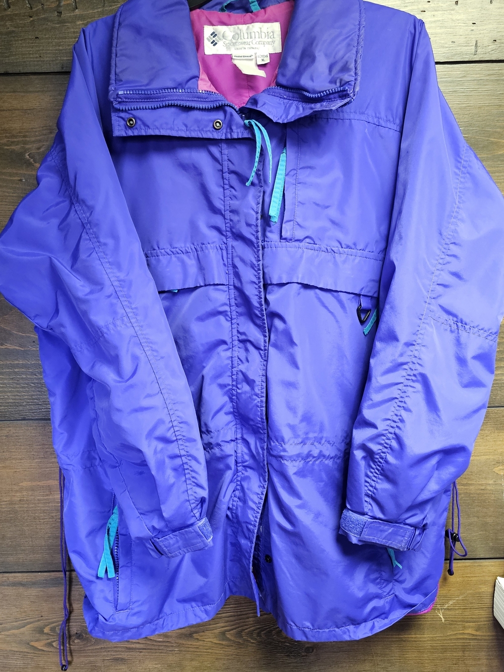 Columbia Purple Jacket with Pink Lining and Teal Accents Vintage 90s Womens XL